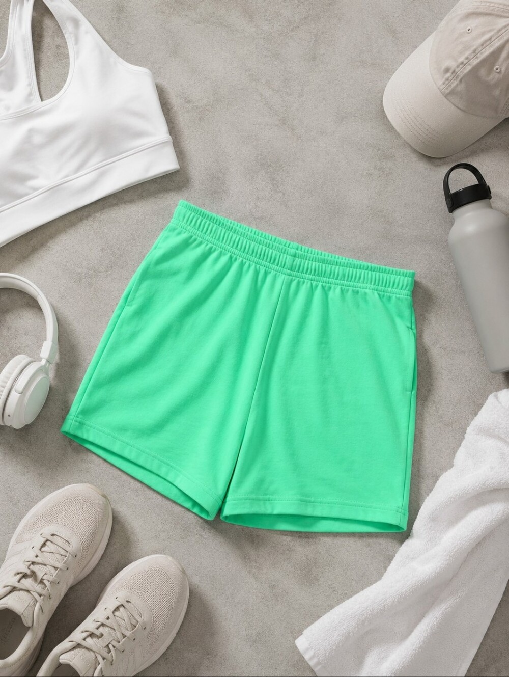 SKIMS NEW Plus Size 4x (Fits 3x) : Women's Drapey French Terry Shorts Neon Green